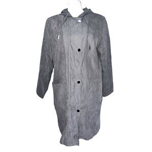Fleet Street Vintage Suede Feel Trench Coat Jacket Sz Medium Womens Pockets Long